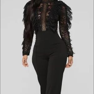 Beautiful lace top bell leg pantsuit. Very sexy and perfect for Valentines.